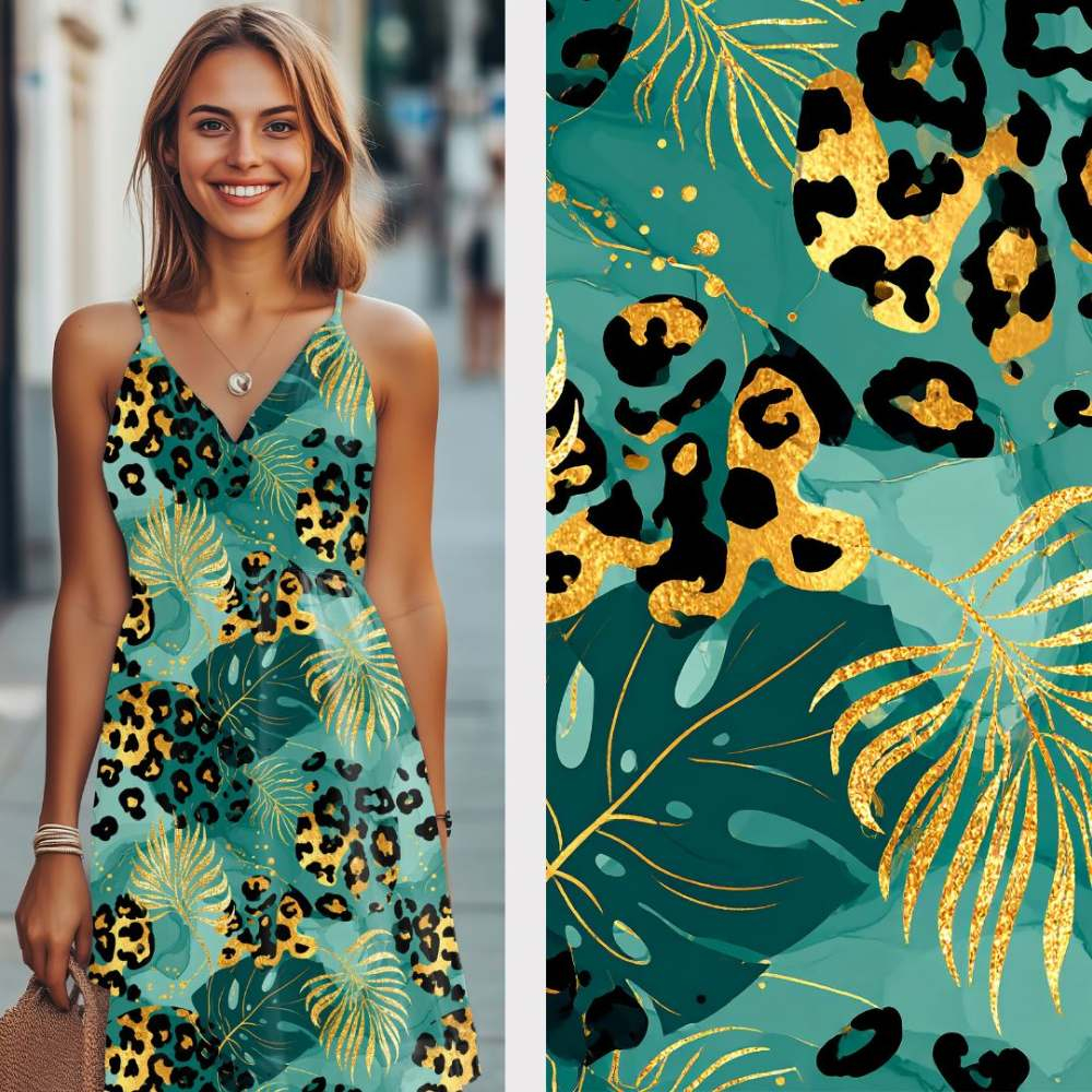Golden Summer Leo  - Eigenproduktion von Graustufen-Stoffe
